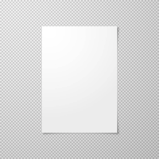 Realistic empty piece of paper a4 with shadow isolated on transparent background. - Vector, Image