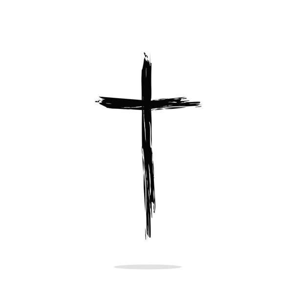 Kreuz-Ikone christlicher Pinsel. Glaubenssymbolfest Ostern. - Vektor, Bild