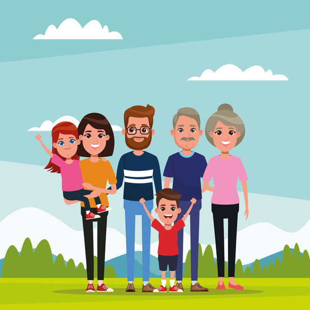 Familie mit Kindern Cartoon - Vektor, Bild