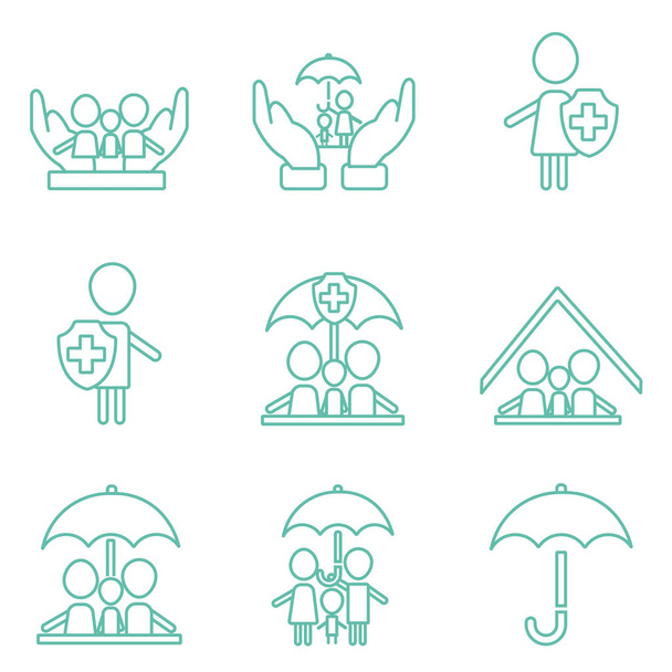 Icono de seguro de vida familiar
 - Vector, imagen