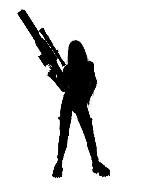 Mujer sosteniendo una silueta de pistola
 - Foto, imagen