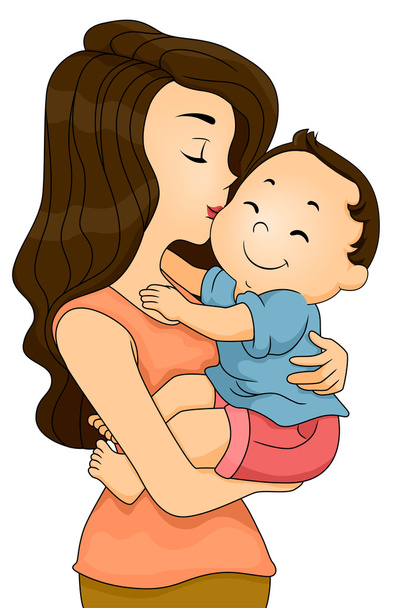 matka całuje dziecko chłopiec - Zdjęcie, obraz