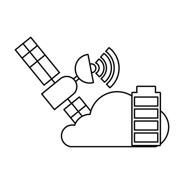 Chmura obliczeniowa Satelita i akumulator autonomiczny samochód - Wektor, obraz