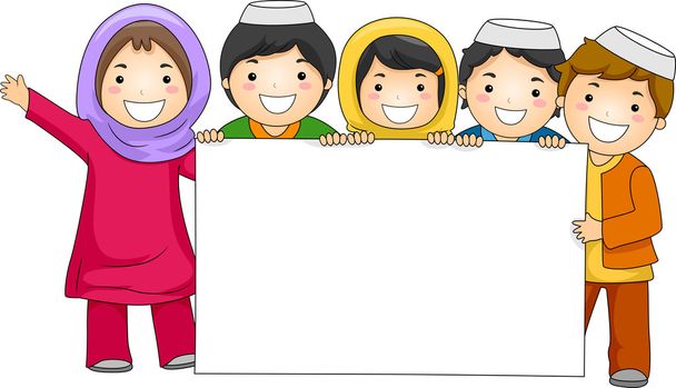 Ilustração de crianças muçulmanas
 - Foto, Imagem