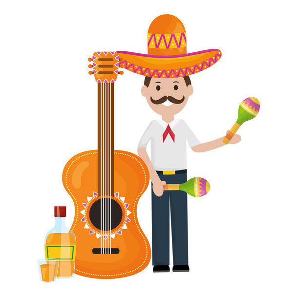 hombre mexicano con carácter de guitarra
 - Vector, imagen