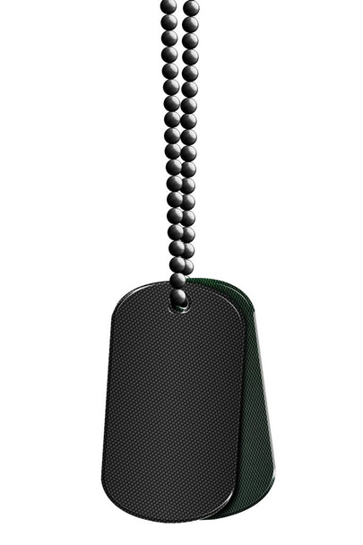 black metal tag and necklace. isolated with clipping path. 3d illustration. - Photo, Image