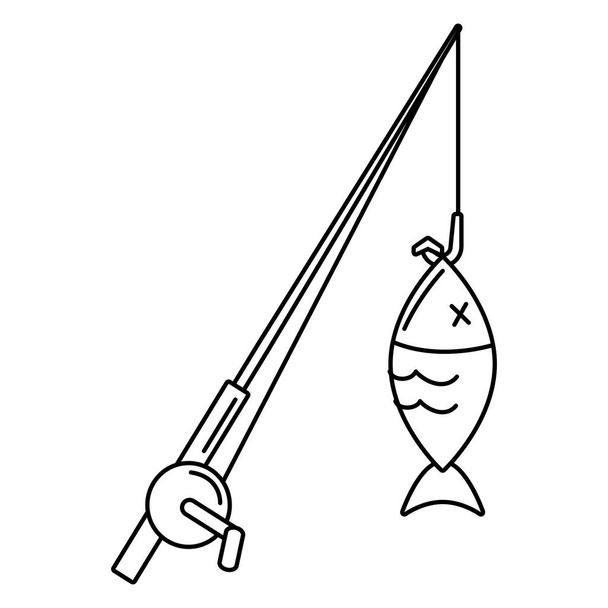 риба та рибальський стрижень
 - Вектор, зображення