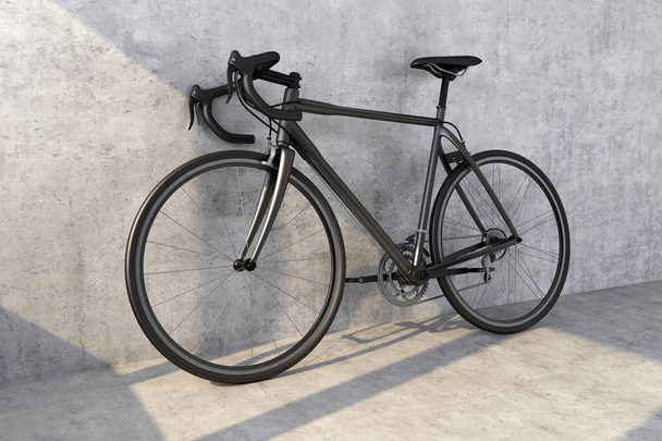 black sport bike on concrete wall background - Fotografie, Obrázek