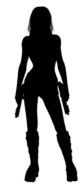Nainen jolla aseet Siluetti
 - Valokuva, kuva