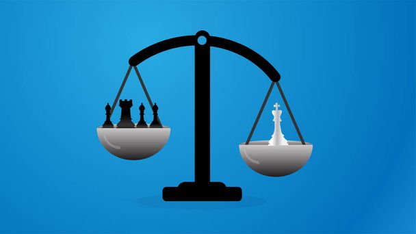 社会的不平等とチェスの駒で表される社会階級間の不均衡の概念的表現 - ベクター画像