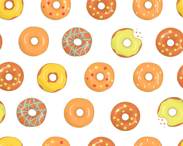 Vector seamless pattern of colorful doughnuts - Vektori, kuva