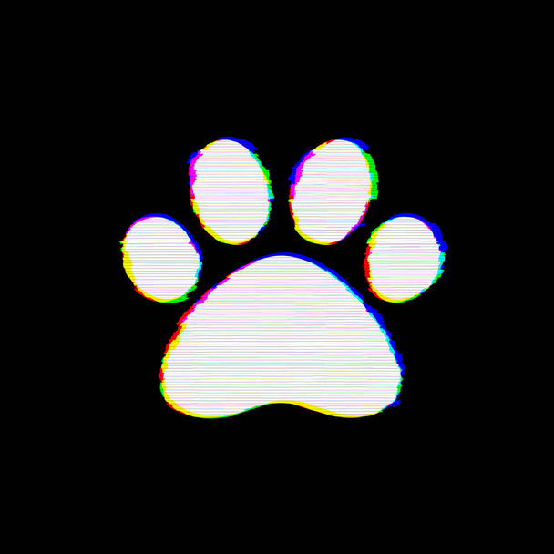 Symbol paw has defects. Glitch and stripes  - Photo, Image