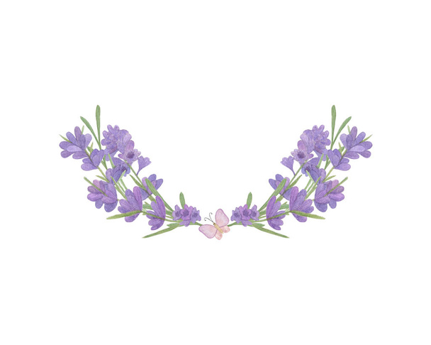 Lavender flowers demi-wreath border - Photo, Image