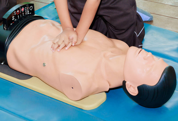 käsi opiskelija Sydänpumppu lääketieteellinen nukke CPR, hätätilanteessa kertauskoulutus
 - Valokuva, kuva
