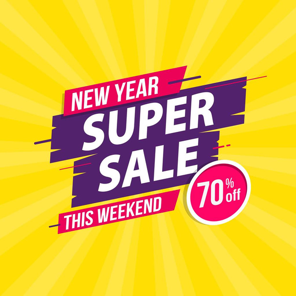 New year super sale and big sale template banner design - Vector, Image