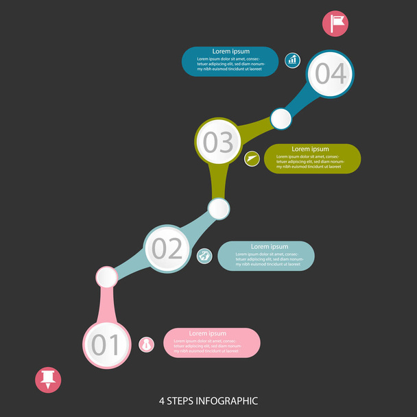 Elemento infográfico de datos comerciales, gráfico de procesos con 4 pasos
 - Vector, imagen
