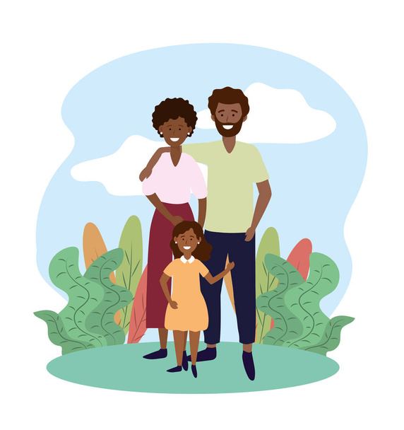 cute woman and man couple with their daughter - Vector, Image
