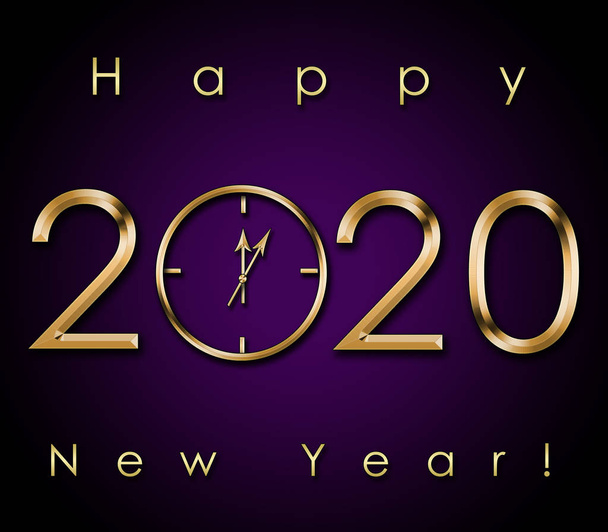 Szczęśliwego nowego roku 2020. Zegar nowego roku - Zdjęcie, obraz