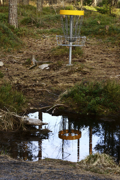 trou de golf à disque dans la forêt
  - Photo, image
