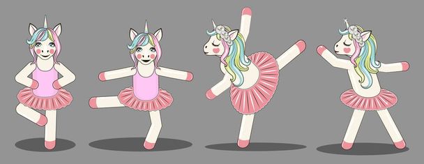 Set de linda bailarina unicornio
. - Vector, imagen