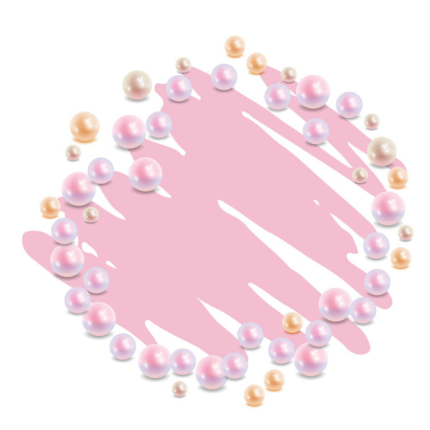 tahy tužkou a perly růžové a zlaté - Vektor, obrázek