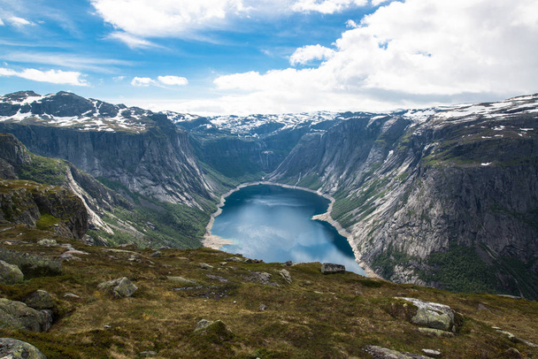 The summer view of Trolltunga mountain area (The Troll's tongue) in Odda  - Fotó, kép