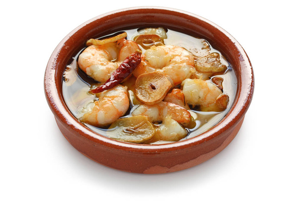 испанские чесночные креветки, испанское блюдо тапас, Гамбас аль-Ахилло
 - Фото, изображение