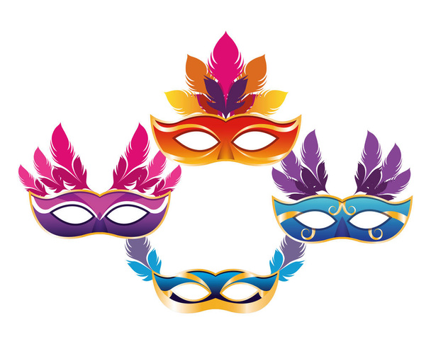 set of masks with feathers - Vector, Image