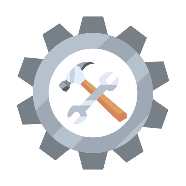 ícone de ferramenta de chave de martelo
 - Vetor, Imagem
