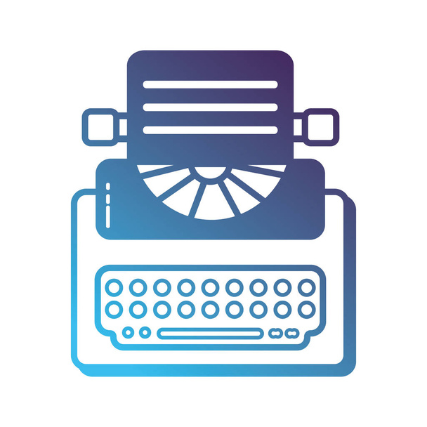 silhouette retro typewriter equipment with business document - Vector, Image
