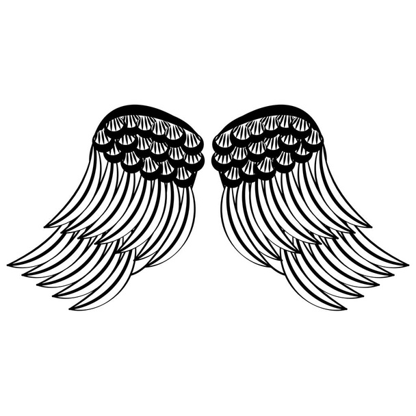 Lintu siivet eristetty musta ja valkoinen
 - Vektori, kuva