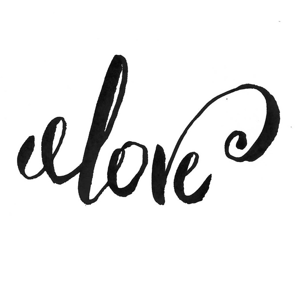 aşk metin işareti kaligrafi yazı , siyah beyaz el özel skript bukleler mürekkep ile yazılı kelime izole - Fotoğraf, Görsel
