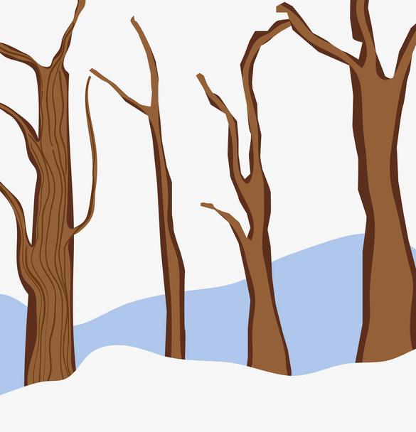 Dry trees on winter - Vector, Image