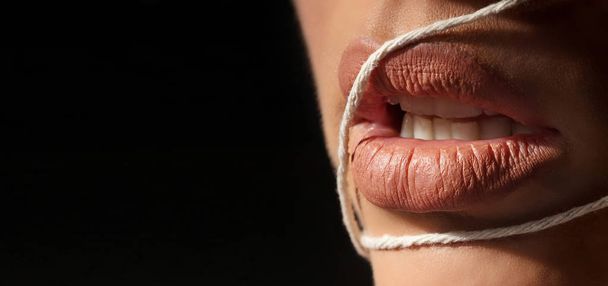 Természetes ajkak smink közelről szexi teljes Lips, friss LIP make-up,  - Fotó, kép