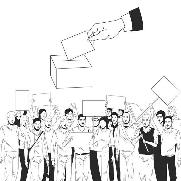 people with signboard and voting - Vector, Image