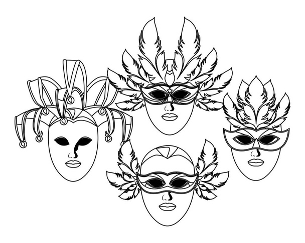 ensemble de masques et plumes noir et blanc
 - Vecteur, image
