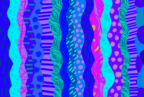 Aaltoja tekstiili raidat käsin piirretty sarjakuva tyyli tausta elinvoimainen värejä
 - Vektori, kuva