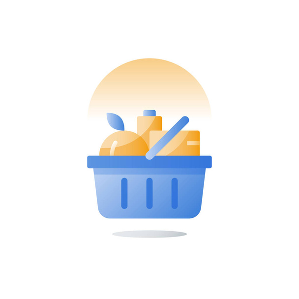 Panier d'épicerie, épicerie, supermarché offre spéciale, icône plat vectoriel
 - Vecteur, image