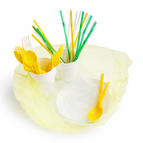 Plastový sáček s plastovými příbory - Fotografie, Obrázek