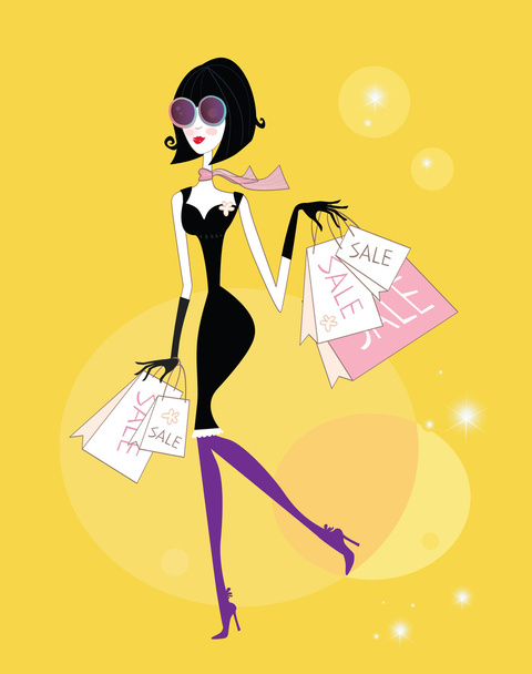 Shopping girl - Вектор,изображение