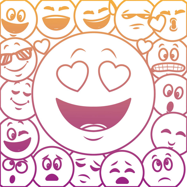 Emoticons pattern background rainbow lines - Vector, Image