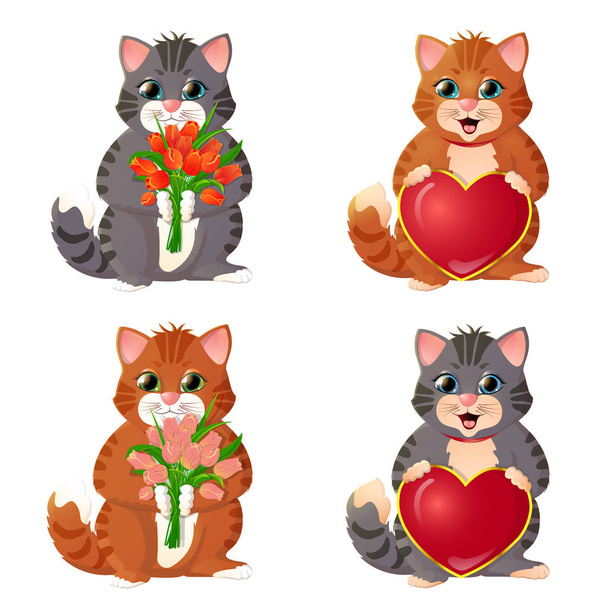 A set of cute cats - Вектор,изображение