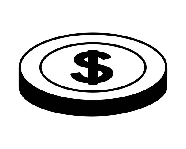 dollár érme pénz valuta ikon - Vektor, kép