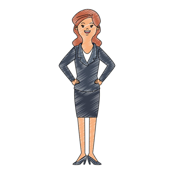 Executive business woman cartoon scribble - Vector, imagen