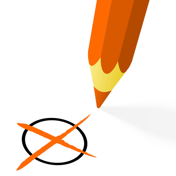 narancs ceruzát a kereszt - Vektor, kép