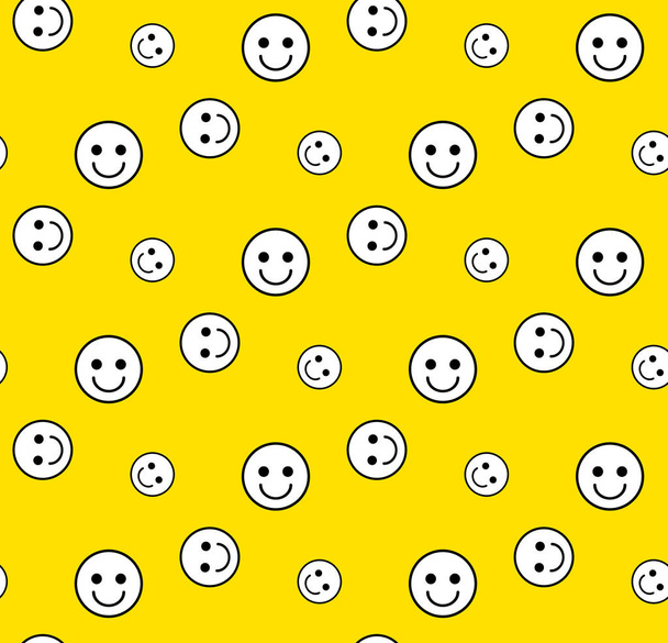 Sarı üzerinde Smile Yüz Deseni - Vektör, Görsel