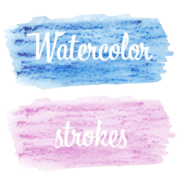 ベクトル手描き抽象的な水彩画 - 白い背景に隔離された青とピンクのマゼンタ色の汚れ - ベクター画像