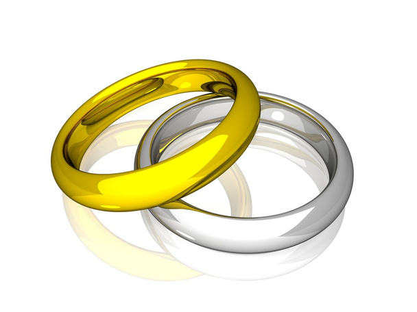 Свадебные кольца - желтое и белое золото
 - Фото, изображение