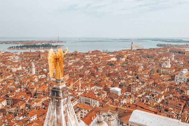 Beautiful Venice view from the top of the San Marco tower. Golden angel over Venice. - Φωτογραφία, εικόνα