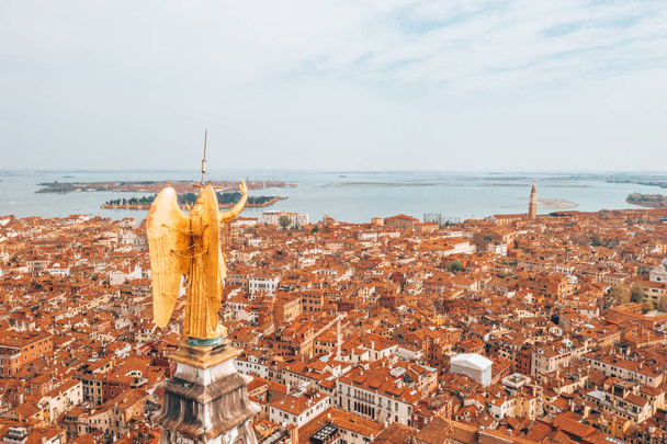 Beautiful Venice view from the top of the San Marco tower. Golden angel over Venice. - Foto, afbeelding